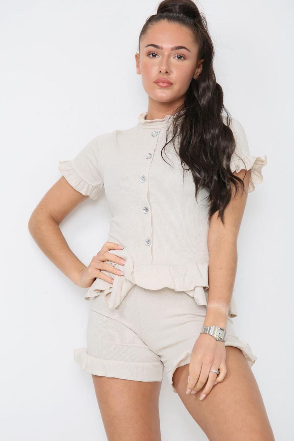 Orange Diamond Frilled Edge Short Co-Ord Set For Women 12-14 - Dropwear