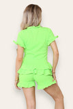 Beige Diamond Frilled Edge Short Co-Ord Set For Women 8-10 - Dropwear