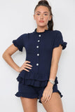 Nude Diamond Frilled Edge Short Co-Ord Set For Women 12-14 - Dropwear