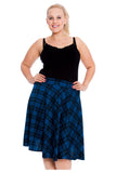 Purple Tartan Flared Elastic Waist Skater Skirt For Women 14 - Dropwear