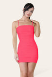Sky Blue Double Layered Naked Shoulder Ruched Body-Con Cami Dress Mini Style For Women 6 - Dropwear