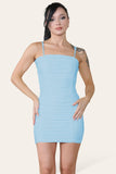 Fluorescent Pink Double Layered Naked Shoulder Ruched Body-Con Cami Dress Mini Style For Women 8 - Dropwear