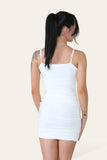 Black Double Layered Naked Shoulder Ruched Body-Con Cami Dress Mini Style For Women 6 - Dropwear