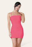 Dusty Pink Double Layered Naked Shoulder Ruched Body-Con Cami Dress Mini Style For Women 6 - Dropwear