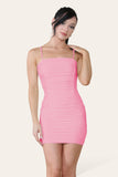 Light Green Double Layered Naked Shoulder Ruched Body-Con Cami Dress Mini Style For Women 6 - Dropwear