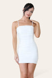Red Double Layered Naked Shoulder Ruched Body-Con Cami Dress Mini Style For Women 6 - Dropwear