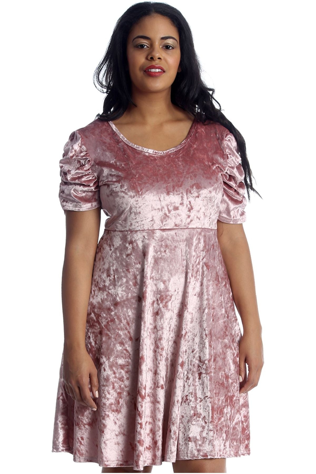 Wine Plus Size Skater Style Velvet Cross Back Dress For Women 20 - Dropwear