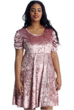 Wine Plus Size Skater Style Velvet Cross Back Dress For Women 20 - Dropwear