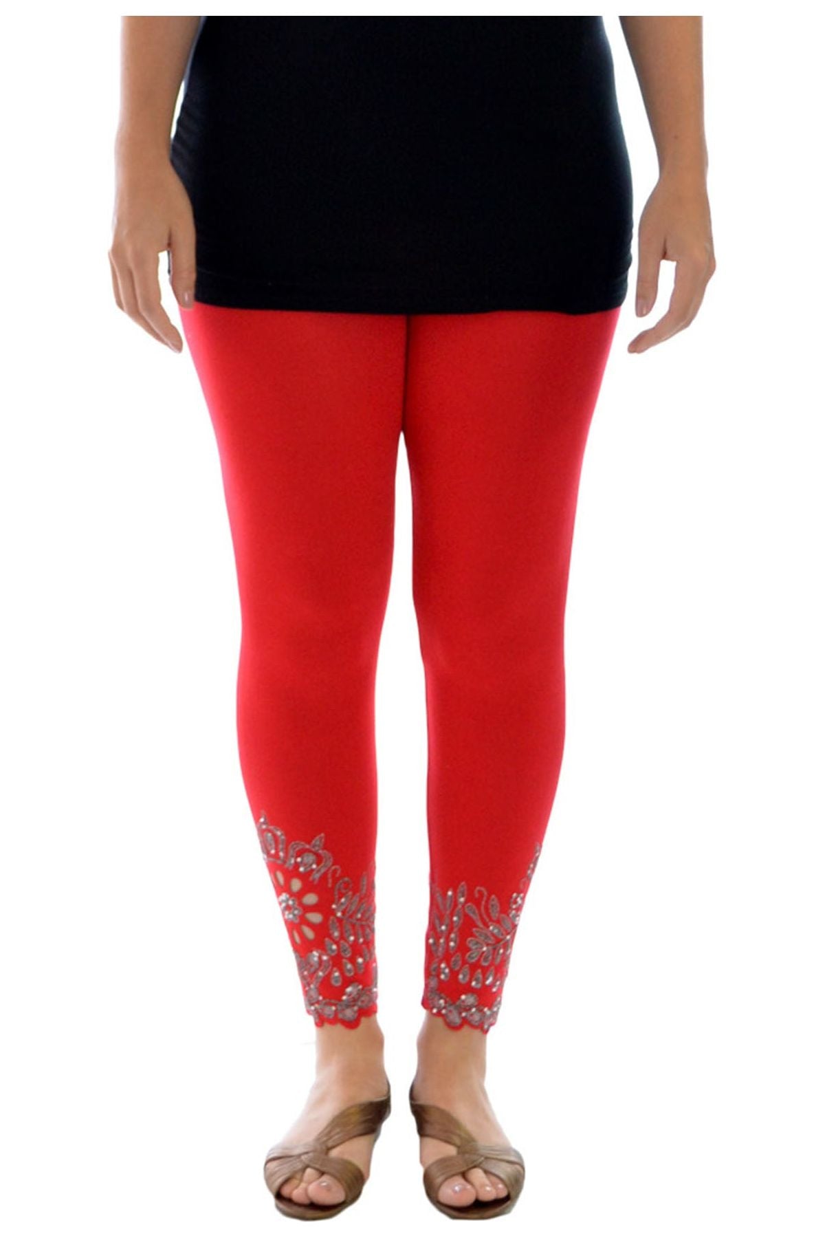Sequin Scallop Beaded Flower Petal Leggings For Women  - Dropwear