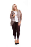 Mocha Floral Lace Open Cardigan Waterfall Top For Women 18 - Dropwear