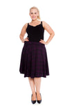 Charcoal Tartan Flared Elastic Waist Skater Skirt For Women 26-28 - Dropwear