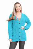 Bottle Green Cable Knitted Button Cardigan For Women 8-10 - Dropwear