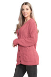 Cable Knitted Button Cardigan For Women  - Dropwear