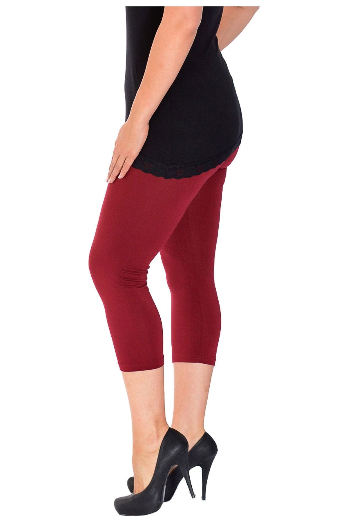 Dark Grey Plus Size 3/4 Length Cropped Leggings For Women 28-30 - Dropwear