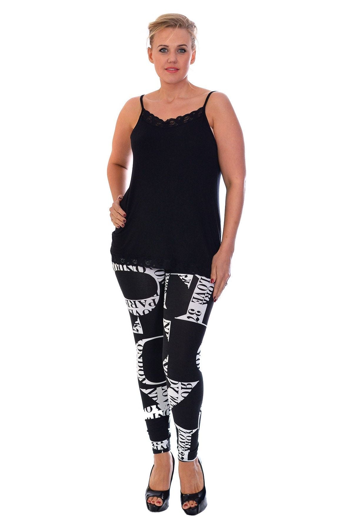 Letters Plus Size Love City Print Skinny Stretchy Leggings For Women 24-26 - Dropwear