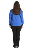 Light Blue Plain Bomber Jacket Sleeve Top For Women 18 - Dropwear