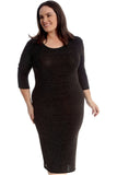 Silver Plus Size Lurex Metallic Glitter Bodycon Dress For Women 22-24 - Dropwear