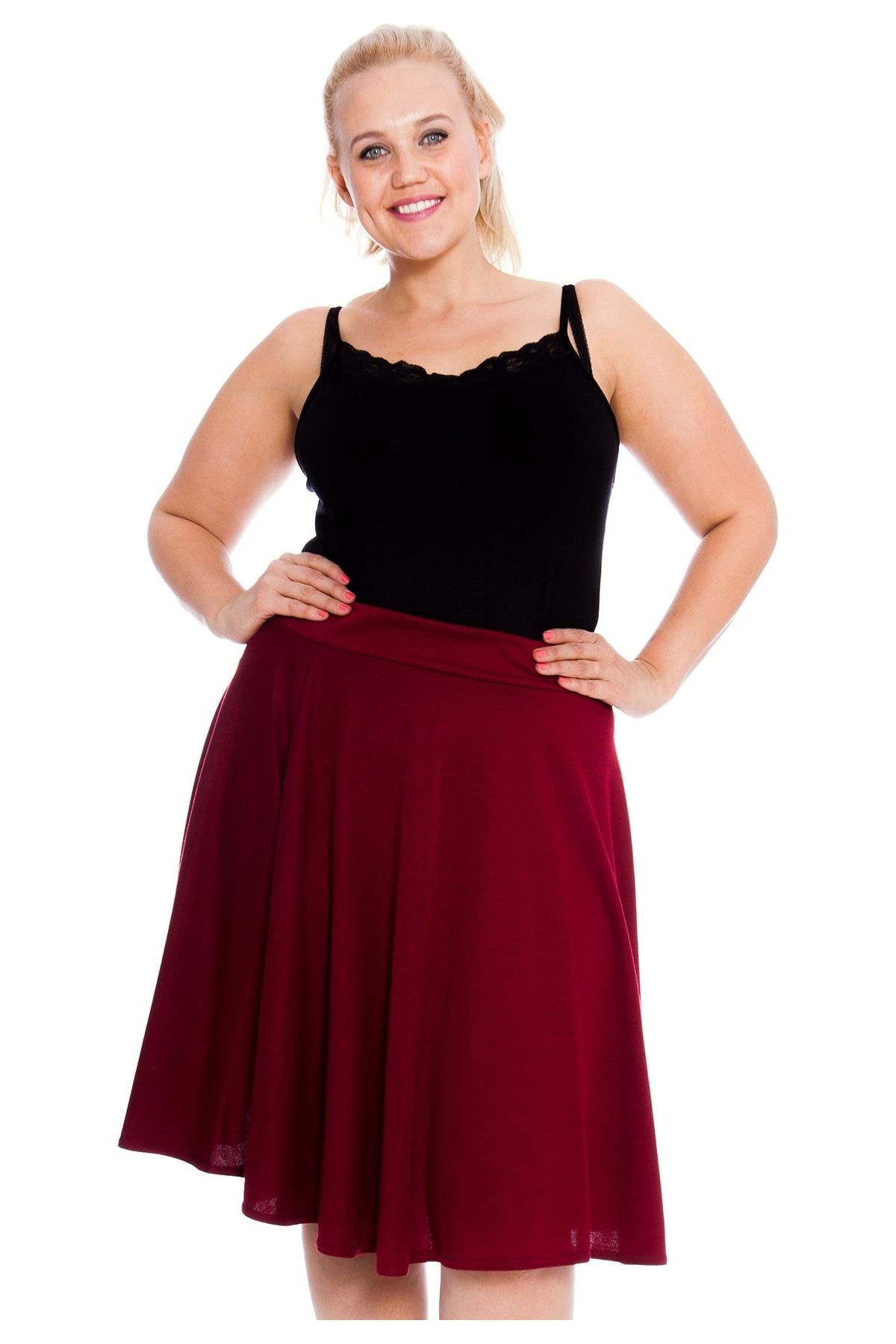 Flared Elastic Waist Skater Skirt For Women  - Dropwear