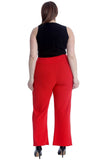 Red Plus Button Embellished Pocket Palazzo Trousers For Women 22-24 - Dropwear