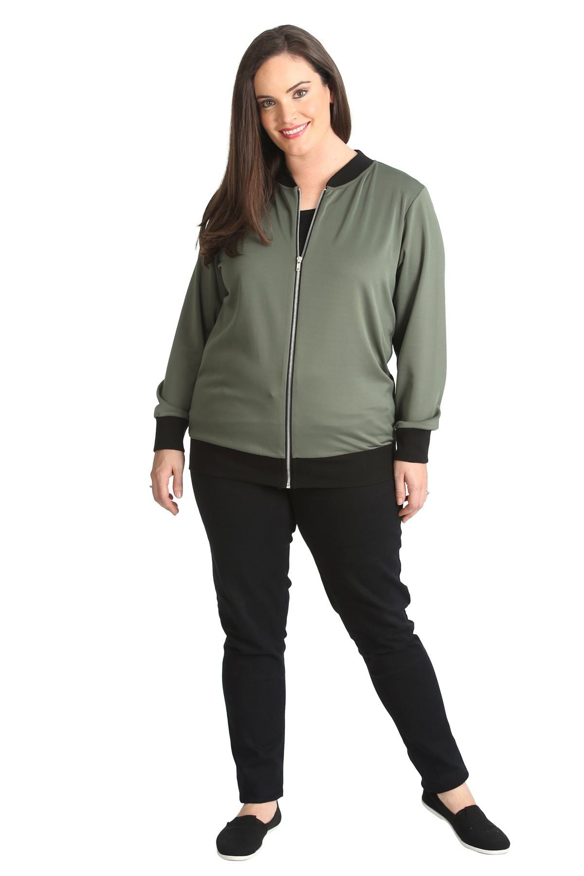 Pink Plain Bomber Jacket Sleeve Top For Women 14 - Dropwear