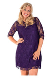 Coral Lace Lined 3/4 Knee Length Dress For Women 22-24 - Dropwear