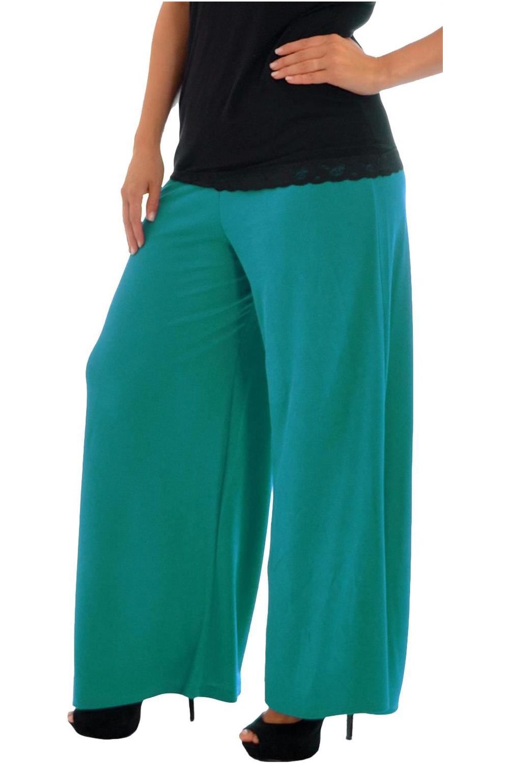 Royal Blue Wide Leg Flared Plain Palazzo Trouser For Women 8-10 - Dropwear