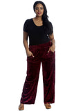Velour Velvet Wide Flared Leg Pocket Palazzo For Women  - Dropwear