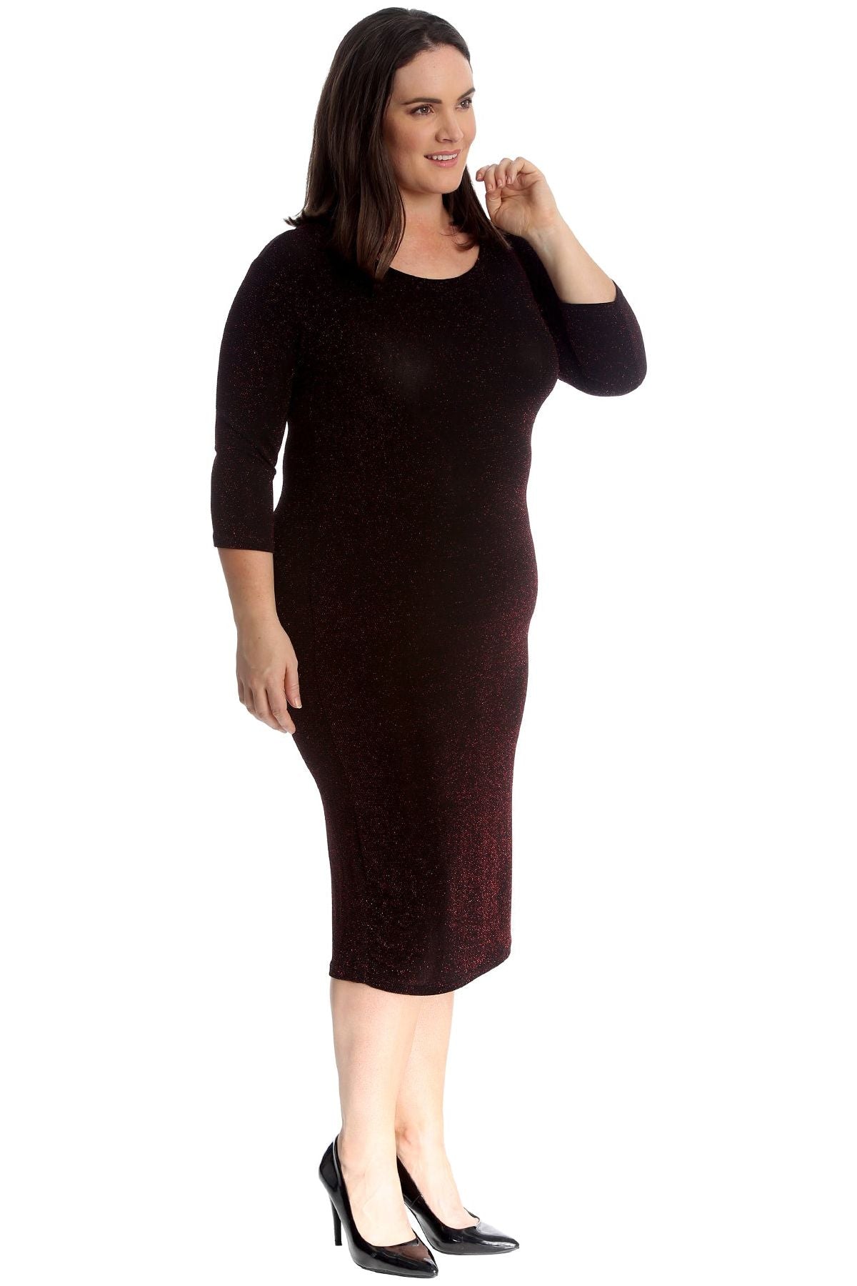 Silver Plus Size Lurex Metallic Glitter Bodycon Dress For Women 16 - Dropwear