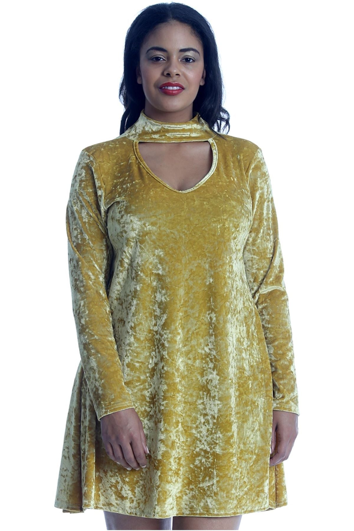 Plus Size Plain Velvet Swing Top For Women  - Dropwear
