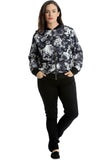 Black Rose Print Floral Bomber Jacket Top For Women 20 - Dropwear