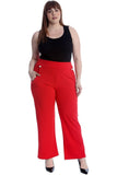 Red Plus Button Embellished Pocket Palazzo Trousers For Women 20 - Dropwear