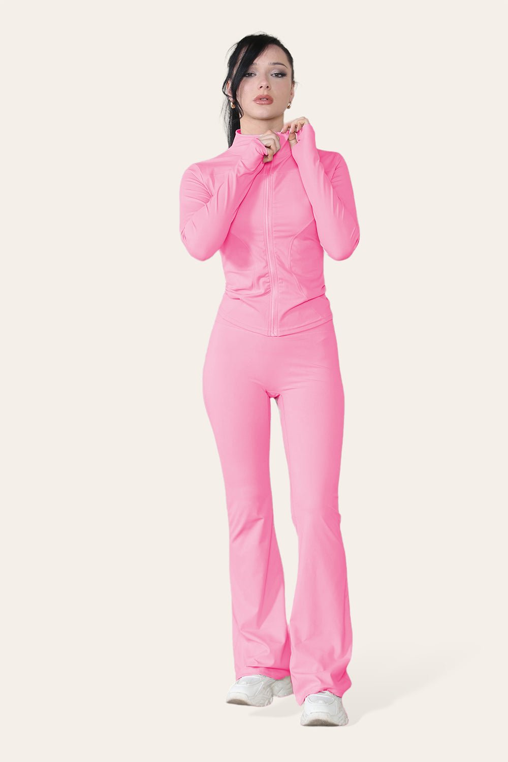 Hot Pink Fitted Active Yoga Lightweight Top Zip Up Workout Jacket For Women S/M - Dropwear