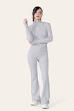 Light Grey Fitted Active Yoga Lightweight Top Zip Up Workout Jacket For Women M/L - Dropwear