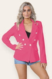 Pink Fitted Lined Double Gold Button Collared Blazer Jacket For Women SMALL - Dropwear