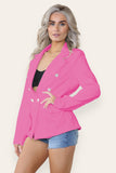 Cream/White Fitted Lined Double Gold Button Collared Blazer Jacket For Women MEDIUM - Dropwear