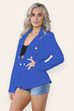 Red Fitted Lined Double Gold Button Collared Blazer Jacket For Women MEDIUM - Dropwear