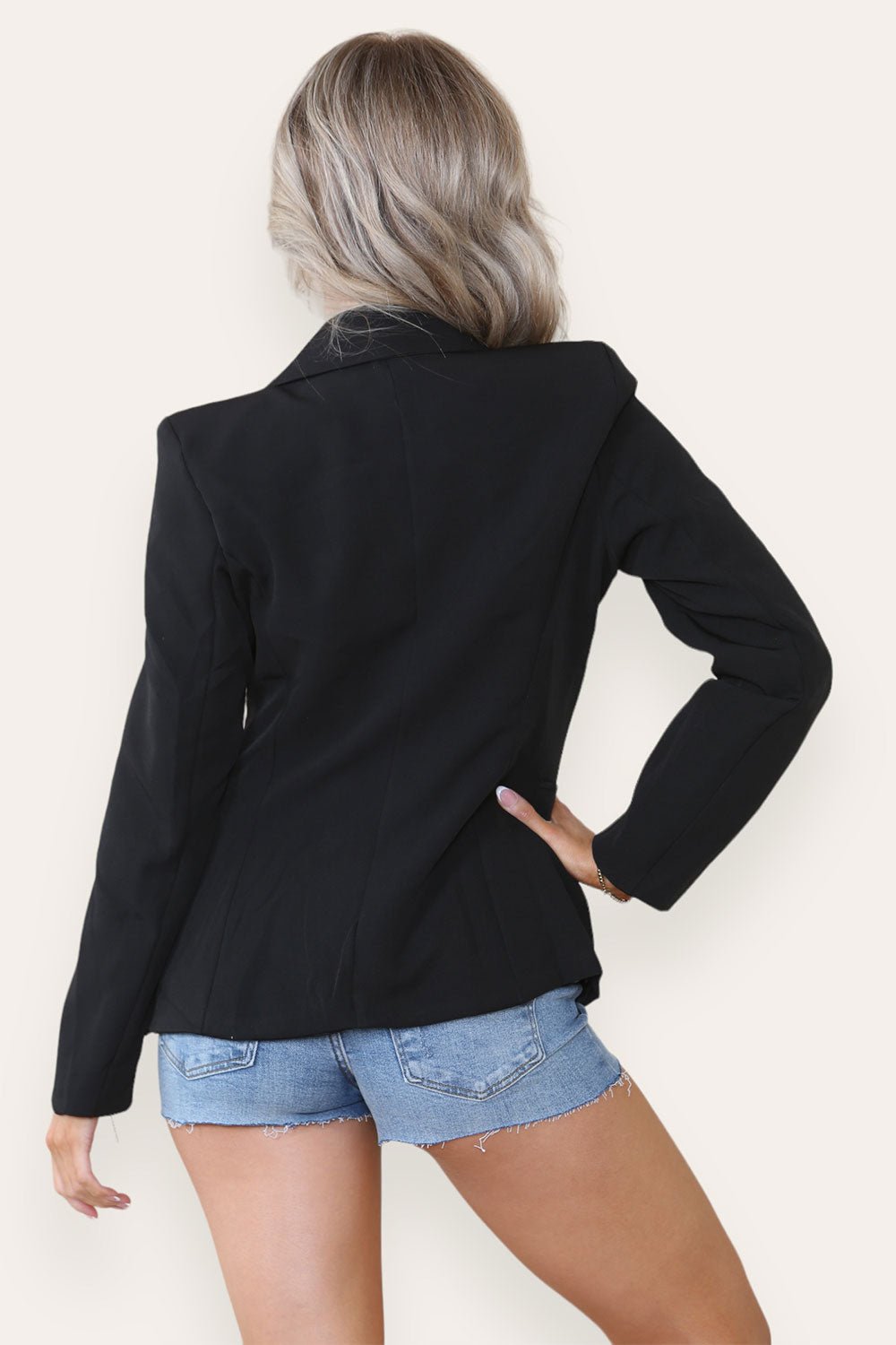 Navy Blue Fitted Lined Double Gold Button Collared Blazer Jacket For Women SMALL - Dropwear