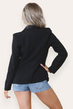 Navy Blue Fitted Lined Double Gold Button Collared Blazer Jacket For Women SMALL - Dropwear