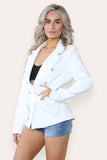 Fuchsia Fitted Lined Double Gold Button Collared Blazer Jacket For Women SMALL - Dropwear