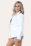 Camel Fitted Lined Double Gold Button Collared Blazer Jacket For Women SMALL - Dropwear
