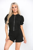 Mint Front Pocket Zip Up Suit Ribbed Hooded Lounge WearÂ ShortÂ Set For Women S/M - Dropwear