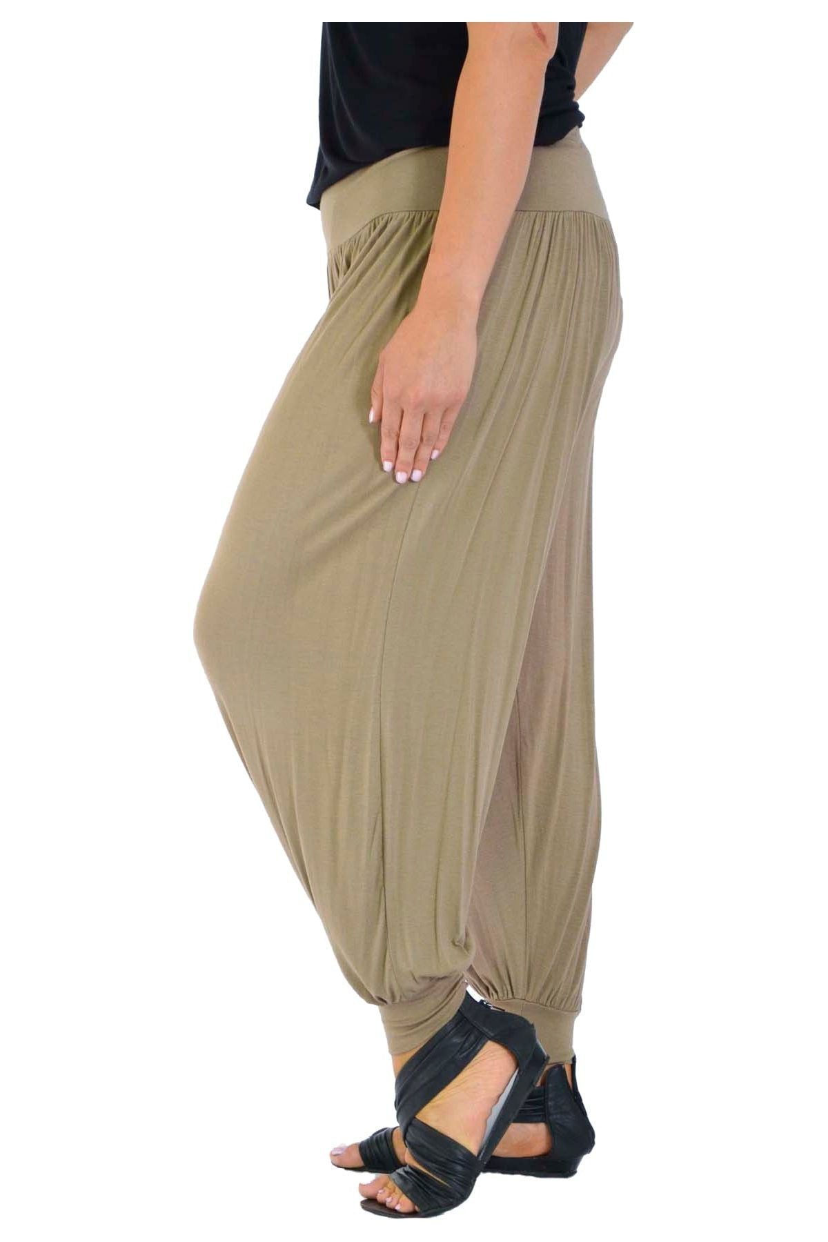 Green Plus Size Harem Trousers Full Length For Women 20-22 - Dropwear