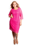 Black Floral Lace Lined 3/4 Sleeve Dress For Women 16 - Dropwear