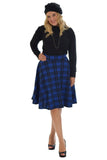 Wine Tartan Flared Elastic Waist Skater Skirt For Women 14 - Dropwear