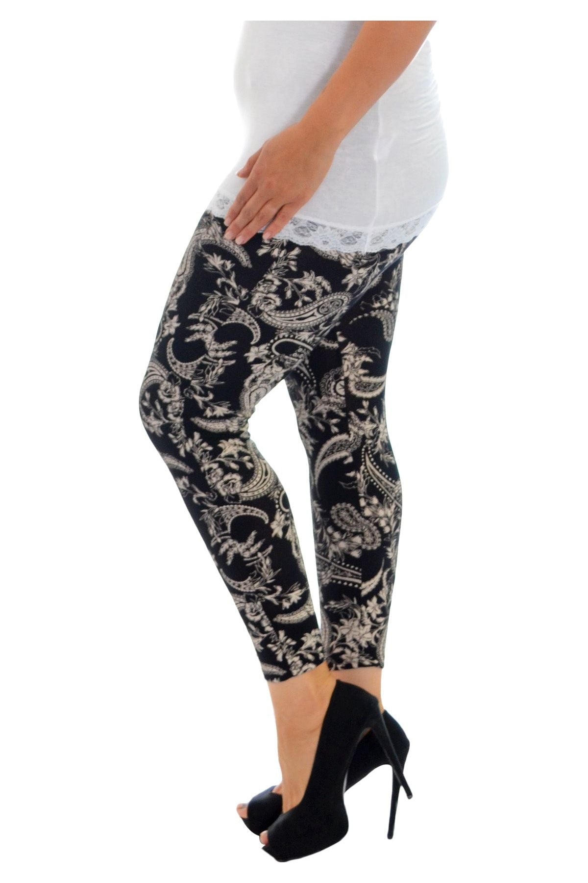 Paisley Plus Size Paisley  Print Leggings For Women 16-18 - Dropwear