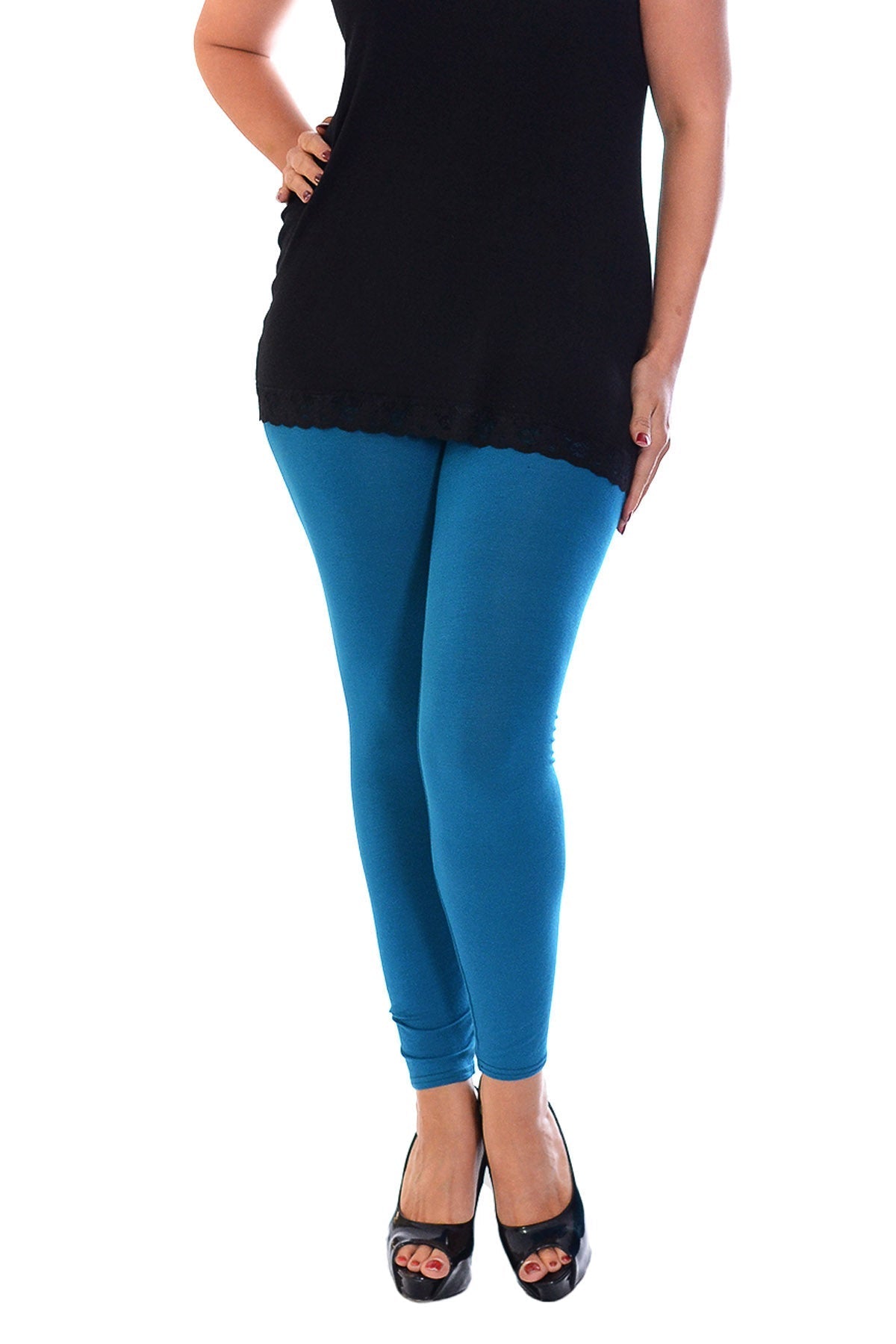 Cerise Plus Size Plain Long Leggings For Women 16-18 - Dropwear