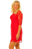 Purple Lace Lined 3/4 Knee Length Dress For Women 16 - Dropwear