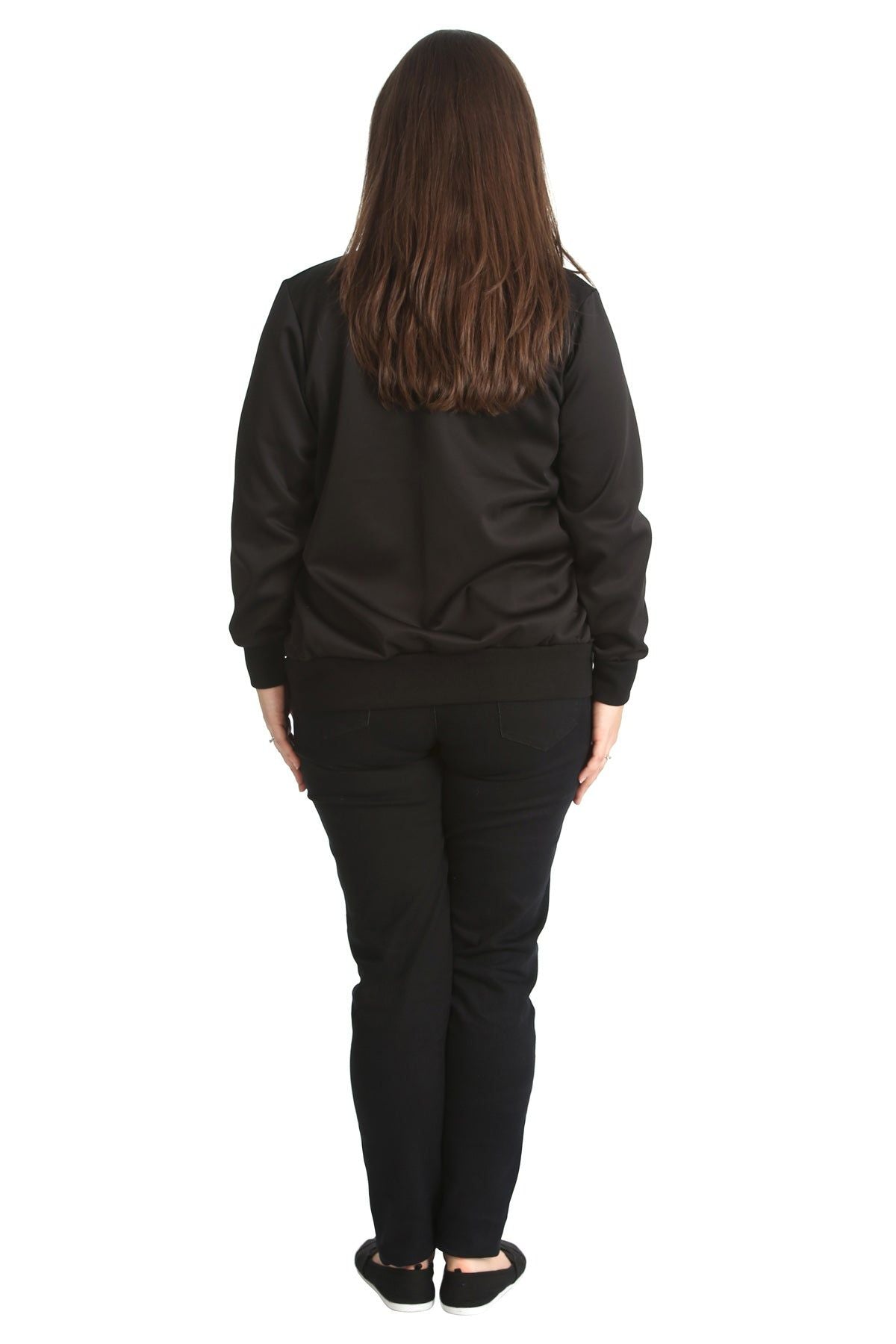 Brown Plain Bomber Jacket Sleeve Top For Women 14 - Dropwear