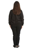 Brown Plain Bomber Jacket Sleeve Top For Women 14 - Dropwear