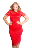 Purple Lace Lined Short Bodycon Midi Dress For Women 22-24 - Dropwear